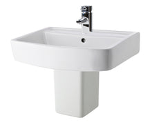 Nui Bliss 520mm Basin & Semi Pedestal Contemporary White Vitreous China 450x520x420mm - JJ Building Materials