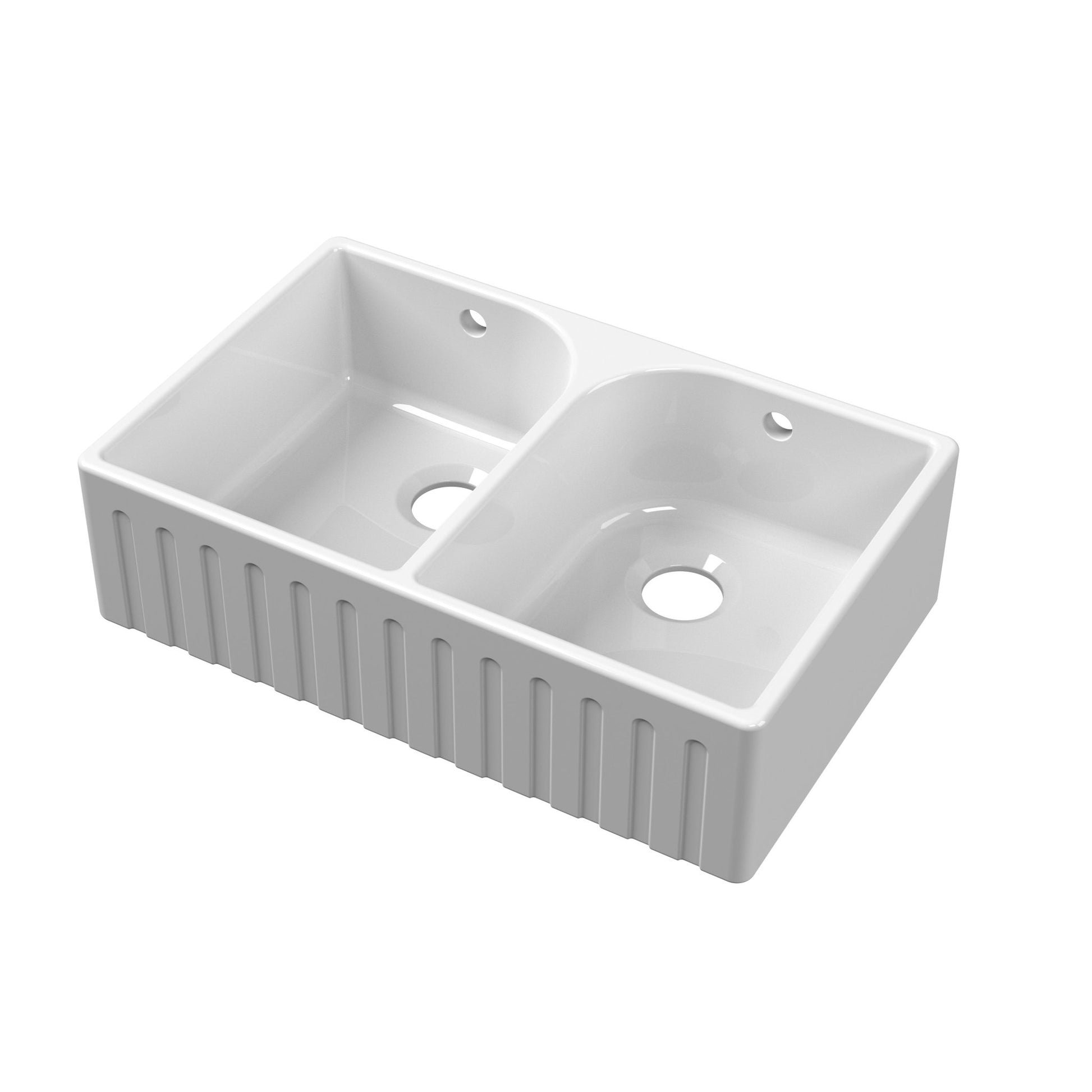 Nui Butler Sink Deco Flush Weir & Overflow 795x500x220 Traditional White Fireclay 220x795x500mm - JJ Building Materials