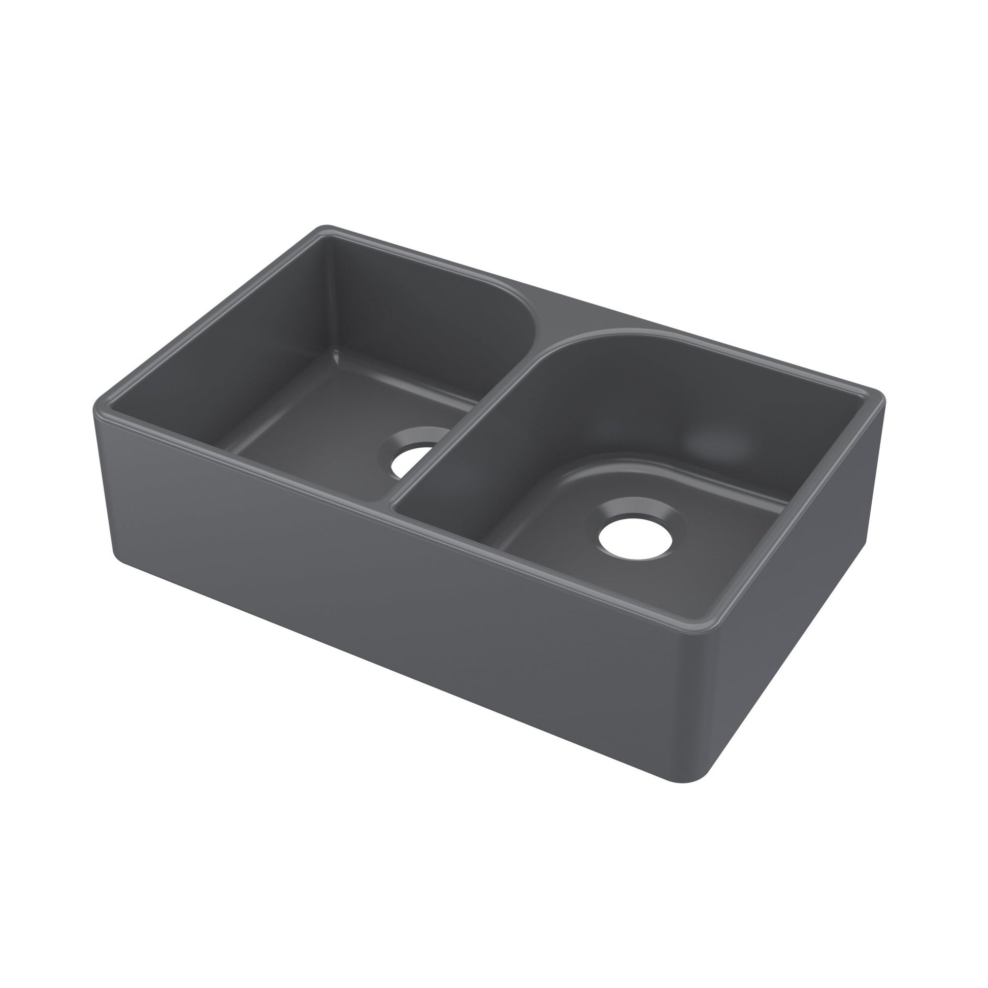 Nui Butler Sink Flush Weir 795x500x220 Traditional Soft Black Fireclay 220x795x500mm - JJ Building Materials
