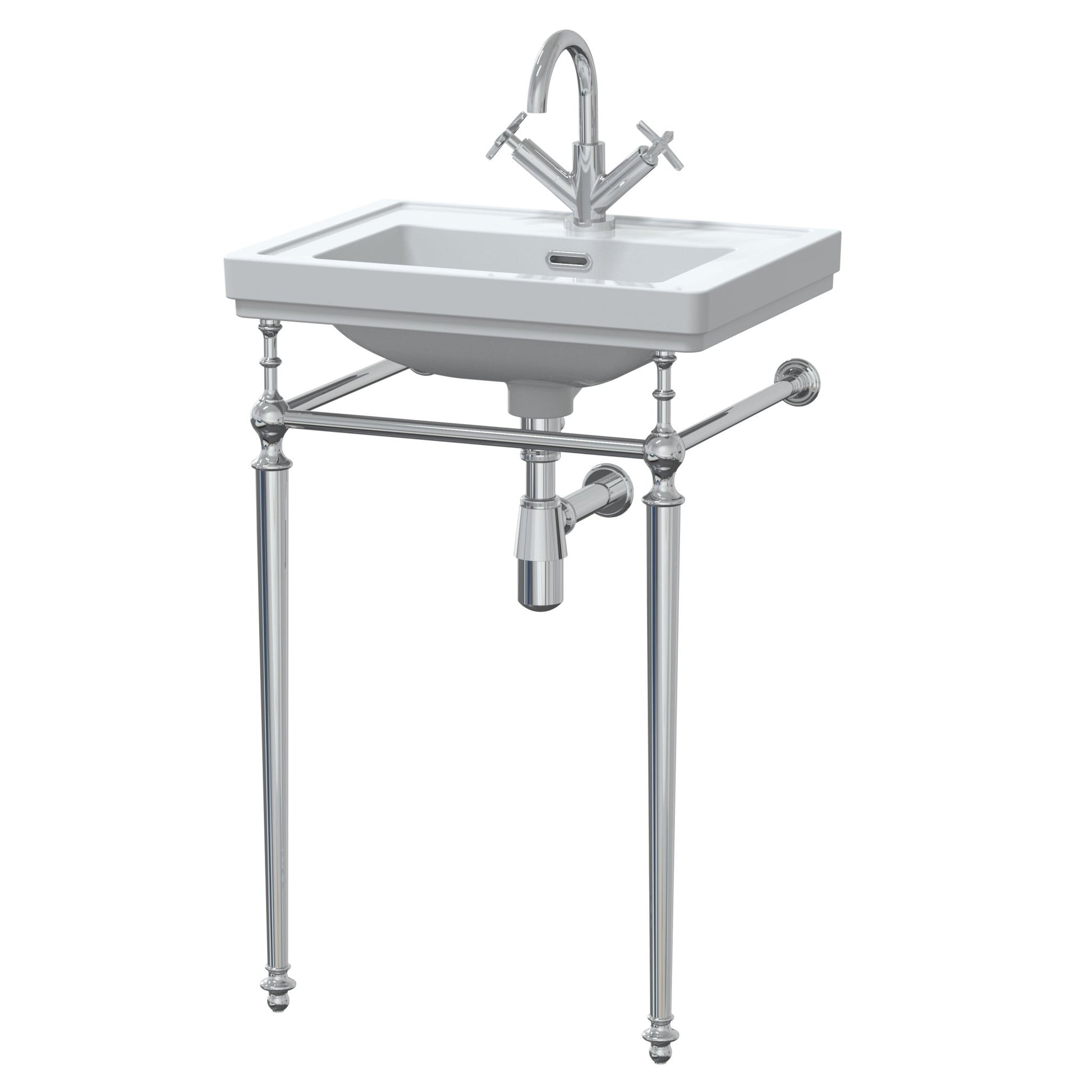 Nui Carlton 500mm 1th Basin With Traditional Stand White Vitreous China 816x531x442mm - JJ Building Materials