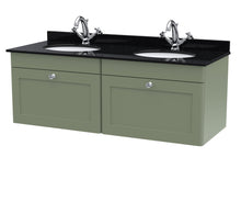 Nui Classique 1200mm Wall Hung 2 Drawer Vanity & Marble Top Traditional Satin Green MFC Painted Matt 445x1220x463mm - CLC894BR2 - JJ Building Materials