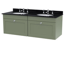 Nui Classique 1200mm Wall Hung 2 Drawer Vanity & Marble Top Traditional Satin Green MFC Painted Matt 445x1220x463mm - CLC894BR6 - JJ Building Materials