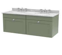 Nui Classique 1200mm Wall Hung 2 Drawer Vanity & Marble Top Traditional Satin Green MFC Painted Matt 445x1220x463mm - CLC894GR6 - JJ Building Materials