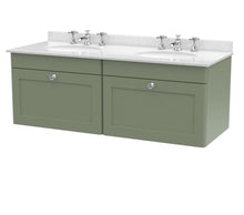 Nui Classique 1200mm Wall Hung 2 Drawer Vanity & Marble Top Traditional Satin Green MFC Painted Matt 445x1220x463mm - CLC894WR6 - JJ Building Materials