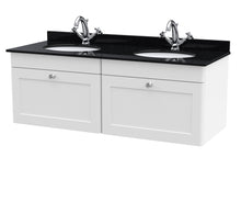 Nui Classique 1200mm Wall Hung 2 Drawer Vanity & Marble Top Traditional Satin White MFC Painted Matt 445x1220x463mm - CLC194BR2 - JJ Building Materials