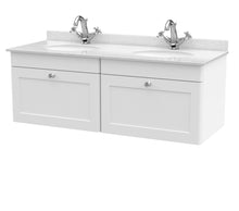 Nui Classique 1200mm Wall Hung 2 Drawer Vanity & Marble Top Traditional Satin White MFC Painted Matt 445x1220x463mm - CLC194WR2 - JJ Building Materials