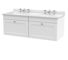 Nui Classique 1200mm Wall Hung 2 Drawer Vanity & Marble Top Traditional Satin White MFC Painted Matt 445x1220x463mm - CLC194WR6 - JJ Building Materials