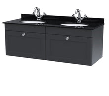 Nui Classique 1200mm Wall Hung 2 Drawer Vanity & Marble Top Traditional Soft Black MFC Painted Matt 445x1220x463mm - CLC1494BR2 - JJ Building Materials