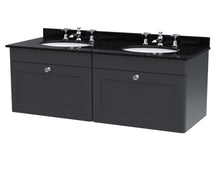 Nui Classique 1200mm Wall Hung 2 Drawer Vanity & Marble Top Traditional Soft Black MFC Painted Matt 445x1220x463mm - CLC1494BR6 - JJ Building Materials