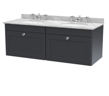 Nui Classique 1200mm Wall Hung 2 Drawer Vanity & Marble Top Traditional Soft Black MFC Painted Matt 445x1220x463mm - CLC1494GR6 - JJ Building Materials