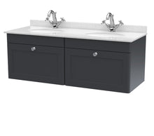 Nui Classique 1200mm Wall Hung 2 Drawer Vanity & Marble Top Traditional Soft Black MFC Painted Matt 445x1220x463mm - CLC1494WR2 - JJ Building Materials