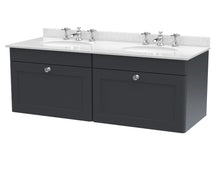 Nui Classique 1200mm Wall Hung 2 Drawer Vanity & Marble Top Traditional Soft Black MFC Painted Matt 445x1220x463mm - CLC1494WR6 - JJ Building Materials