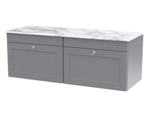 Nui Classique 1200mm Wall Hung 2 - drawer Vanity With Marble Top Traditional Satin Grey Natural Marble 449x1210x460mm - CLC294CMT2 - JJ Building Materials