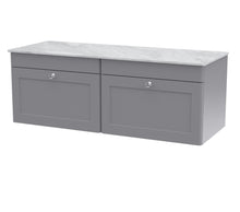 Nui Classique 1200mm Wall Hung 2 - drawer Vanity With Marble Top Traditional Satin Grey Natural Marble 449x1210x460mm - CLC294GMT2 - JJ Building Materials