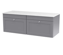 Nui Classique 1200mm Wall Hung 2 - drawer Vanity With Marble Top Traditional Satin Grey Natural Marble 449x1210x460mm - CLC294WMT2 - JJ Building Materials