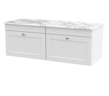 Nui Classique 1200mm Wall Hung 2 - drawer Vanity With Marble Top Traditional Satin White Natural Marble 449x1210x460mm - CLC194CMT2 - JJ Building Materials