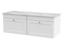 Nui Classique 1200mm Wall Hung 2 - drawer Vanity With Marble Top Traditional Satin White Natural Marble 449x1210x460mm - CLC194GMT2 - JJ Building Materials
