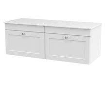 Nui Classique 1200mm Wall Hung 2 - drawer Vanity With Marble Top Traditional Satin White Natural Marble 449x1210x460mm - CLC194WMT2 - JJ Building Materials