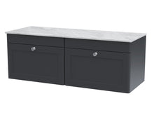 Nui Classique 1200mm Wall Hung 2 - drawer Vanity With Marble Top Traditional Soft Black Natural Marble 449x1210x460mm - CLC1494GMT2 - JJ Building Materials