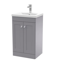 Nui Classique 500mm Floor Standing 2 Door Vanity & Basin 1 Traditional Satin Grey MFC Painted Matt 840x510x390mm - JJ Building Materials