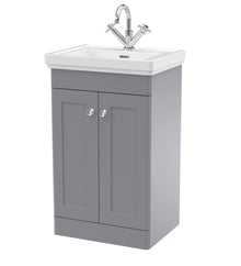 Nui Classique 500mm Floor Standing 2 - door Vanity & Basin 1th Traditional Satin Grey MFC Painted Matt 865x531x406mm - JJ Building Materials
