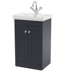 Nui Classique 500mm Floor Standing 2 - door Vanity & Basin 1th Traditional Soft Black MFC Painted Matt 865x531x406mm - JJ Building Materials