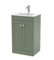 Nui Classique 500mm Floor Standing 2 Door Vanity & Basin 2 Traditional Satin Green MFC Painted Matt 818x500x390mm - JJ Building Materials