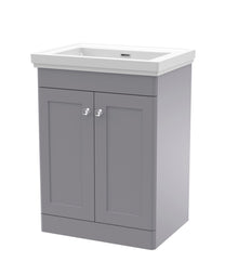 Nui Classique 600mm Floor Standing 2 Door Vanity & Basin 0th Traditional Satin Grey MFC Painted Matt 821x630x471mm - JJ Building Materials