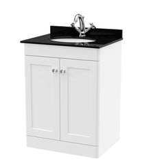 Nui Classique 600mm Floor Standing 2 Door Vanity & Marble Top 1th Traditional Satin White MFC Painted Matt 814x620x463mm - CLC125BR1 - JJ Building Materials