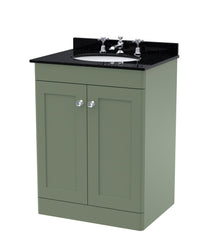 Nui Classique 600mm Floor Standing 2 Door Vanity & Marble Top 3th Traditional Satin Green MFC Painted Matt 814x620x463mm - CLC825BR3 - JJ Building Materials