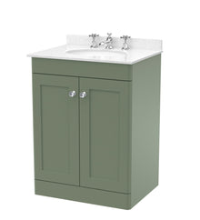 Nui Classique 600mm Floor Standing 2 Door Vanity & Marble Top 3th Traditional Satin Green MFC Painted Matt 814x620x463mm - CLC825WR3 - JJ Building Materials