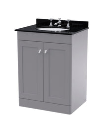 Nui Classique 600mm Floor Standing 2 Door Vanity & Marble Top 3th Traditional Satin Grey MFC Painted Matt 814x620x463mm - CLC225BR3 - JJ Building Materials