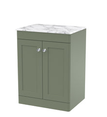 Nui Classique 600mm Floor Standing 2 - door Vanity With Marble Top Traditional Satin Green Natural Marble 818x610x460mm - CLC825CMT - JJ Building Materials
