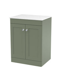 Nui Classique 600mm Floor Standing 2 - door Vanity With Marble Top Traditional Satin Green Natural Marble 818x610x460mm - CLC825WMT - JJ Building Materials