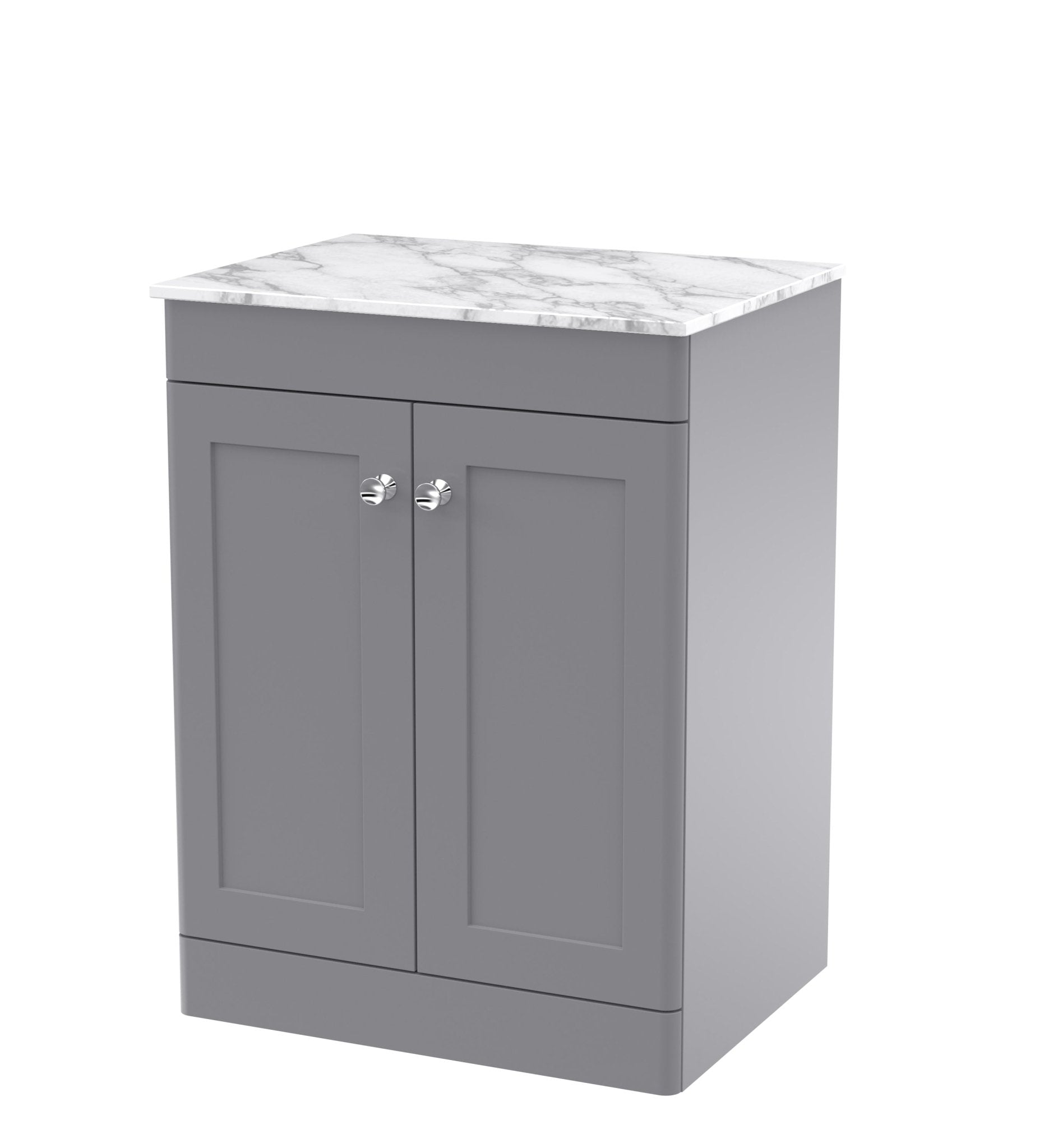 Nui Classique 600mm Floor Standing 2 - door Vanity With Marble Top Traditional Satin Grey Natural Marble 818x610x460mm - CLC225CMT - JJ Building Materials