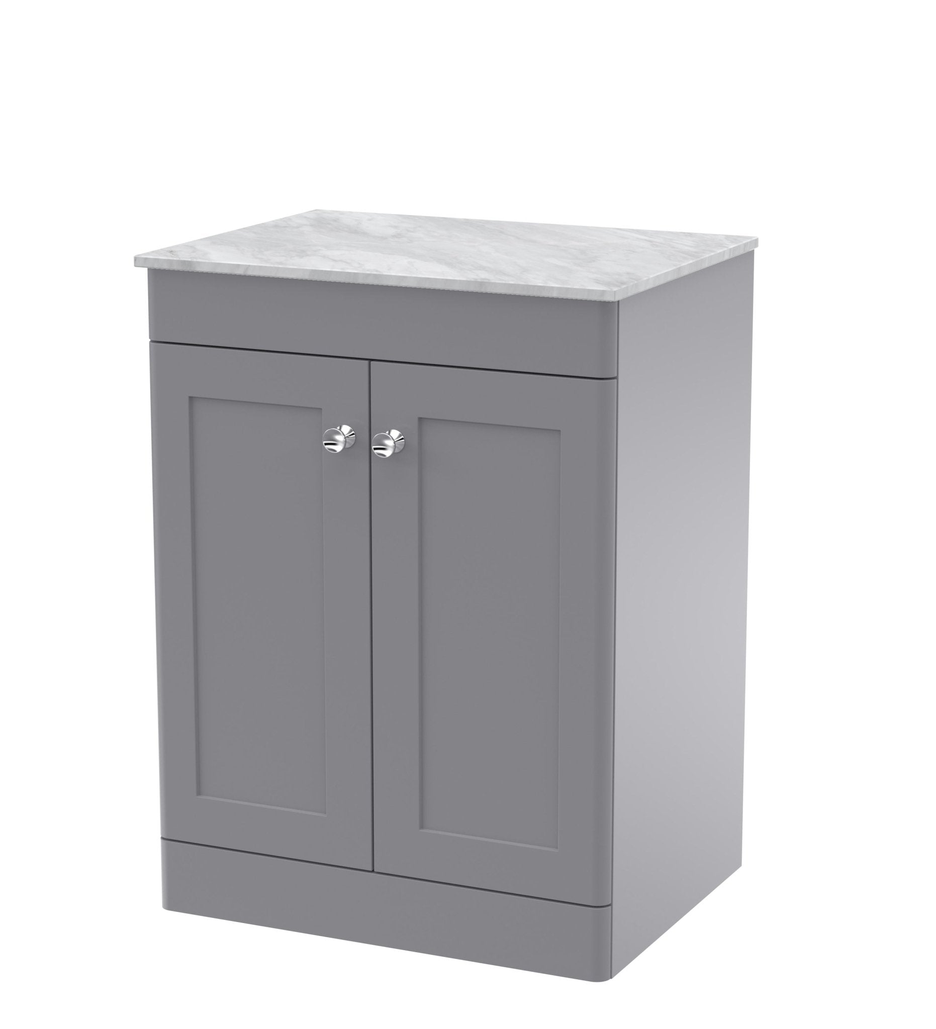 Nui Classique 600mm Floor Standing 2 - door Vanity With Marble Top Traditional Satin Grey Natural Marble 818x610x460mm - CLC225GMT - JJ Building Materials
