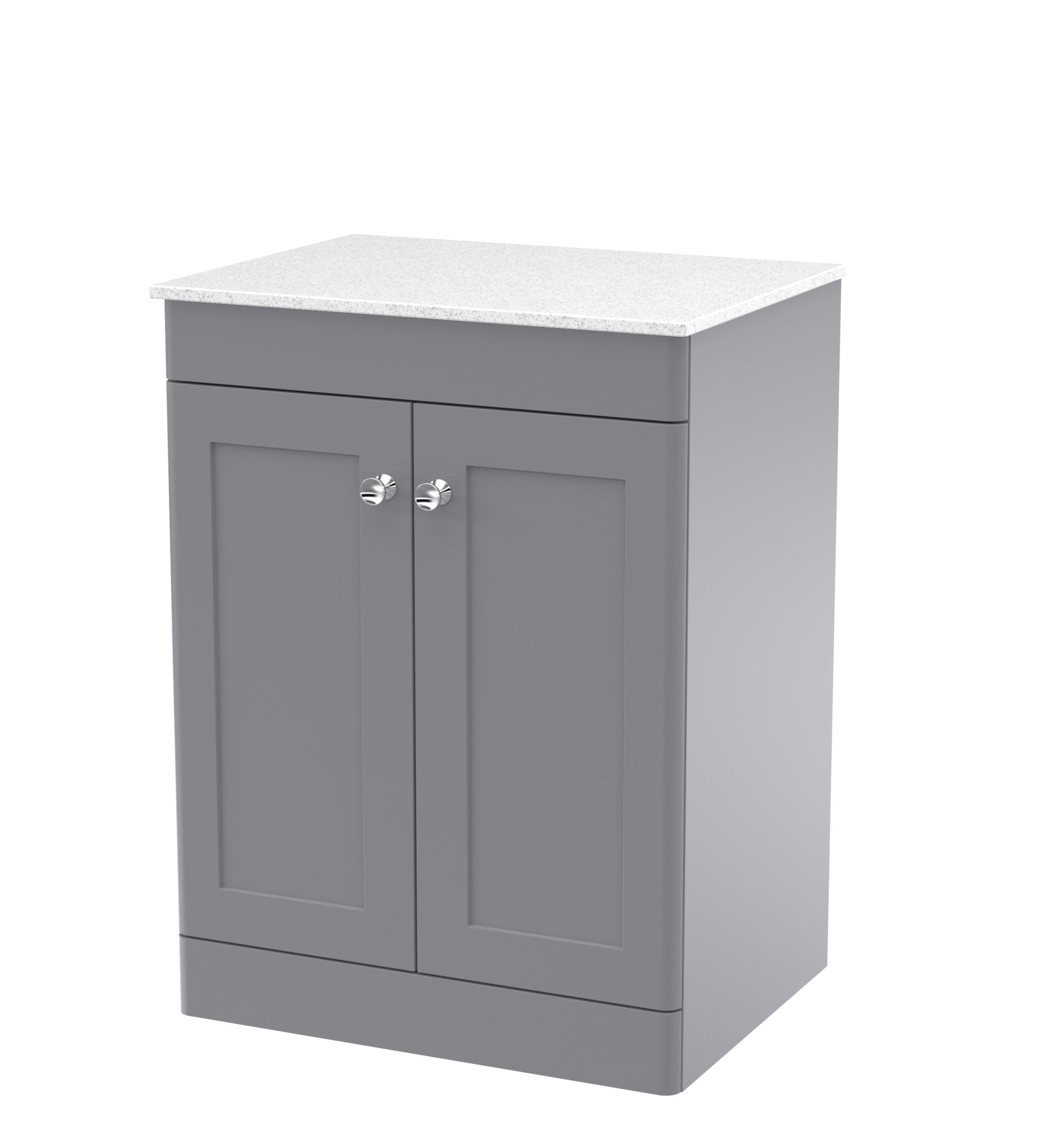 Nui Classique 600mm Floor Standing 2 - door Vanity With Marble Top Traditional Satin Grey Natural Marble 818x610x460mm - CLC225WMT - JJ Building Materials
