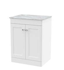 Nui Classique 600mm Floor Standing 2 - door Vanity With Marble Top Traditional Satin White Natural Marble 818x610x460mm - CLC125GMT - JJ Building Materials