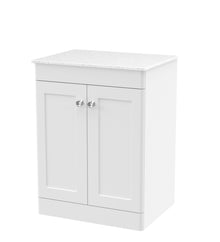 Nui Classique 600mm Floor Standing 2 - door Vanity With Marble Top Traditional Satin White Natural Marble 818x610x460mm - CLC125WMT - JJ Building Materials