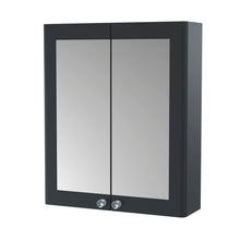 Nui Classique 600mm Mirror Cabinet Traditional Soft Black MFC Painted Matt 715x600x180mm - JJ Building Materials