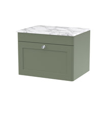 Nui Classique 600mm Wall Hung 1 - drawer Vanity With Marble Top Traditional Satin Green Natural Marble 449x610x460mm - CLC894CMT - JJ Building Materials