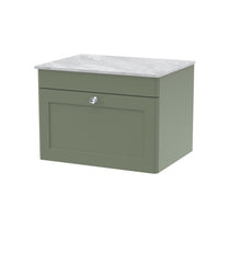 Nui Classique 600mm Wall Hung 1 - drawer Vanity With Marble Top Traditional Satin Green Natural Marble 449x610x460mm - CLC894GMT - JJ Building Materials