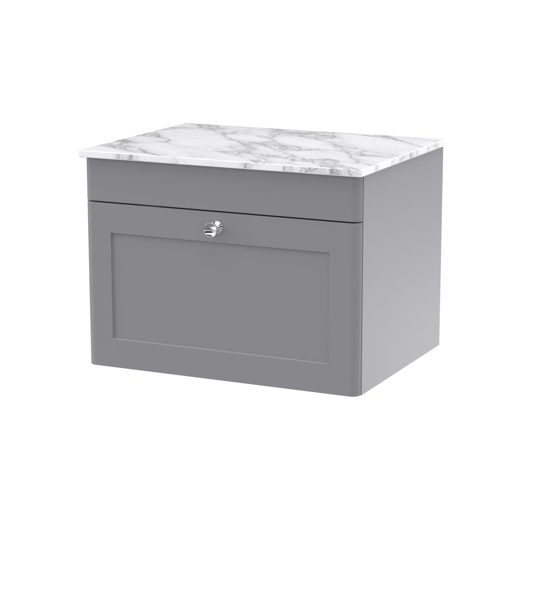 Nui Classique 600mm Wall Hung 1 - drawer Vanity With Marble Top Traditional Satin Grey Natural Marble 449x610x460mm - CLC294CMT - JJ Building Materials