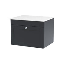 Nui Classique 600mm Wall Hung 1 - drawer Vanity With Marble Top Traditional Soft Black Natural Marble 449x610x460mm - CLC1494WMT - JJ Building Materials