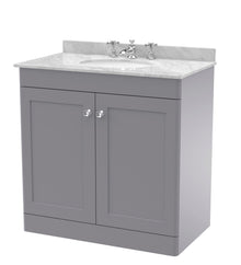 Nui Classique 800mm Floor Standing 2 Door Vanity & Marble Top 3th Traditional Satin Grey MFC Painted Matt 814x820x463mm - CLC226GR3 - JJ Building Materials