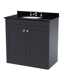 Nui Classique 800mm Floor Standing 2 Door Vanity & Marble Top 3th Traditional Soft Black MFC Painted Matt 814x820x463mm - CLC1426BR3 - JJ Building Materials
