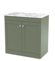 Nui Classique 800mm Floor Standing 2 - door Vanity With Marble Top Traditional Satin Green Natural Marble 818x810x460mm - CLC826CMT - JJ Building Materials