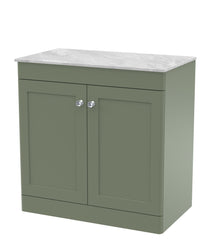 Nui Classique 800mm Floor Standing 2 - door Vanity With Marble Top Traditional Satin Green Natural Marble 818x810x460mm - CLC826GMT - JJ Building Materials