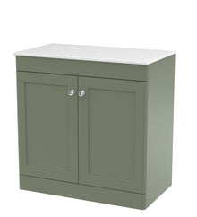 Nui Classique 800mm Floor Standing 2 - door Vanity With Marble Top Traditional Satin Green Natural Marble 818x810x460mm - CLC826WMT - JJ Building Materials