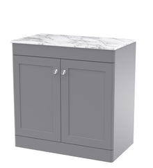 Nui Classique 800mm Floor Standing 2 - door Vanity With Marble Top Traditional Satin Grey Natural Marble 818x810x460mm - CLC226CMT - JJ Building Materials